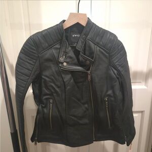 Women's Black Leather Biker Jacket